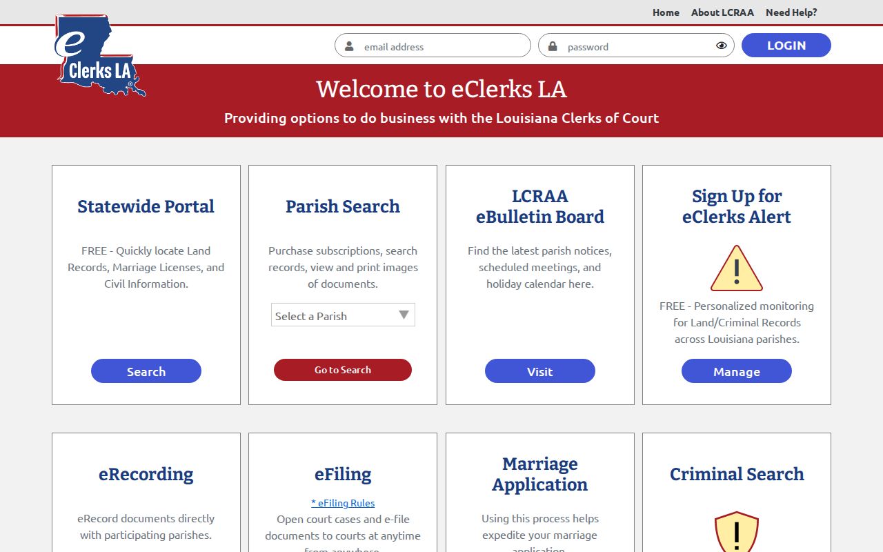East Feliciana Parish case lookup eClerks LA service directory