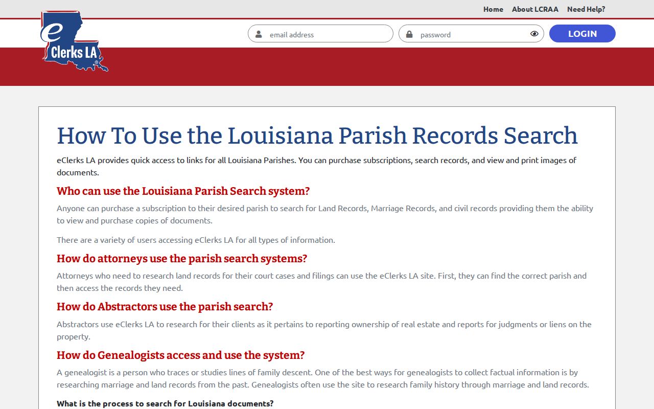 East Feliciana Parish civil docket parish search and document image access reference