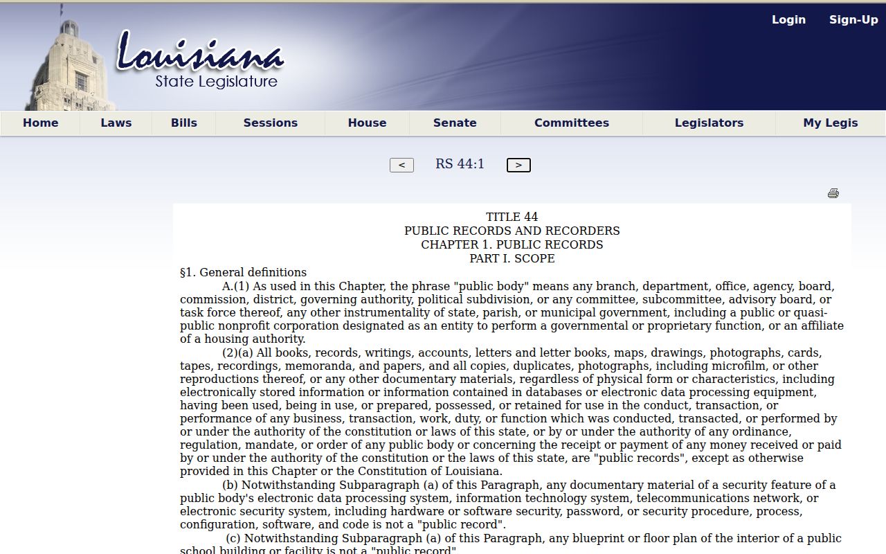 East Feliciana Parish court records Louisiana public-record definition source