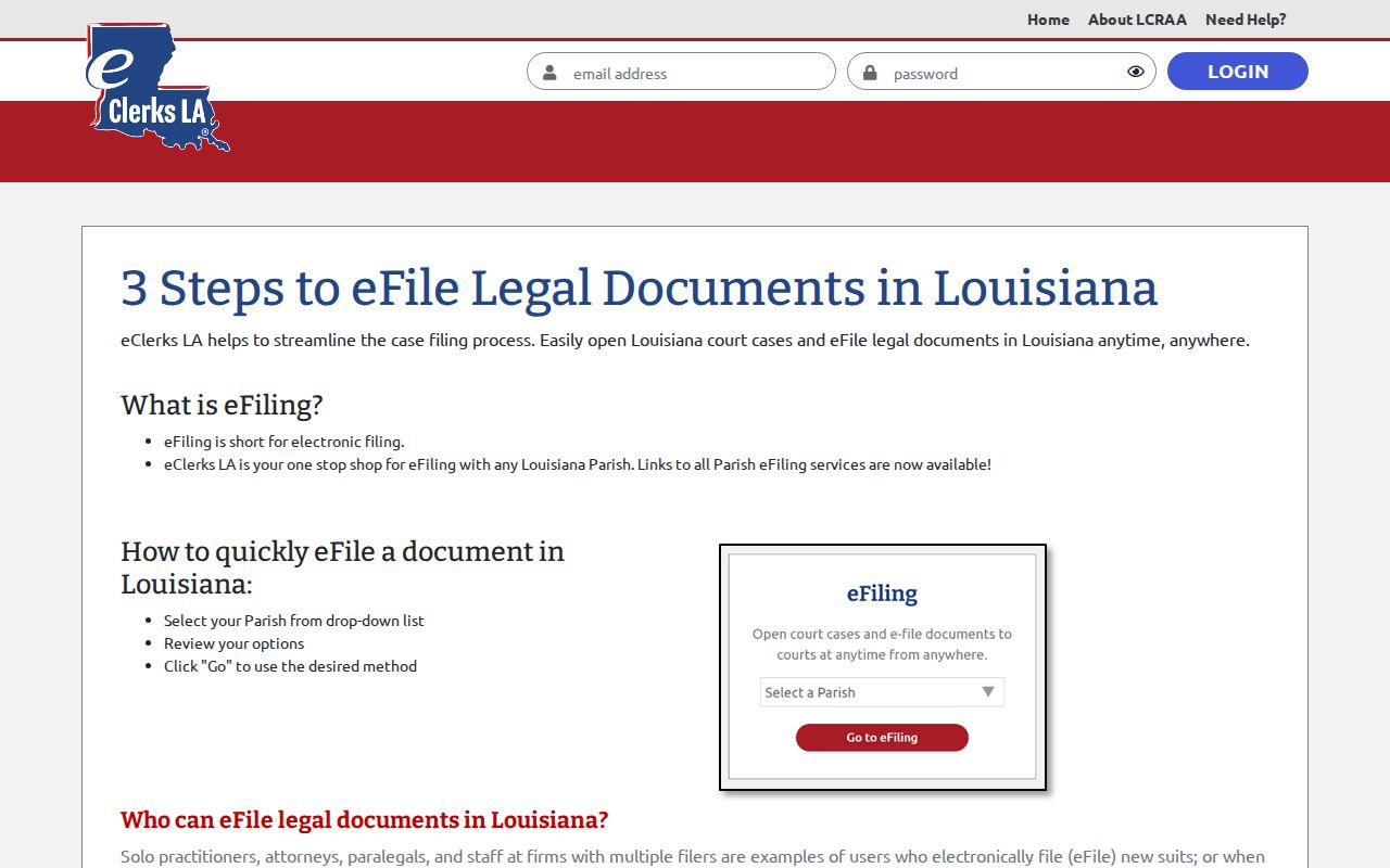 Jackson court docket eClerks LA parish eFiling route