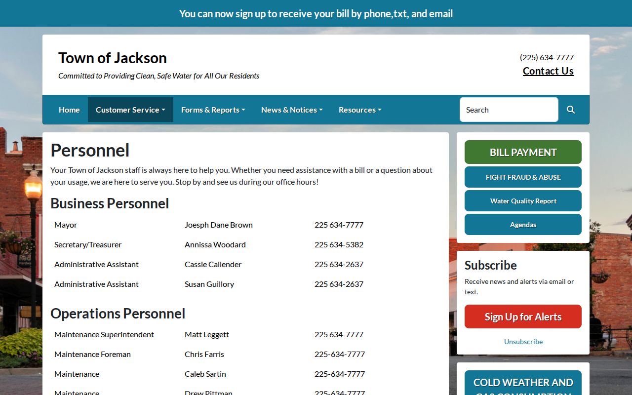 Jackson court docket town personnel contact page