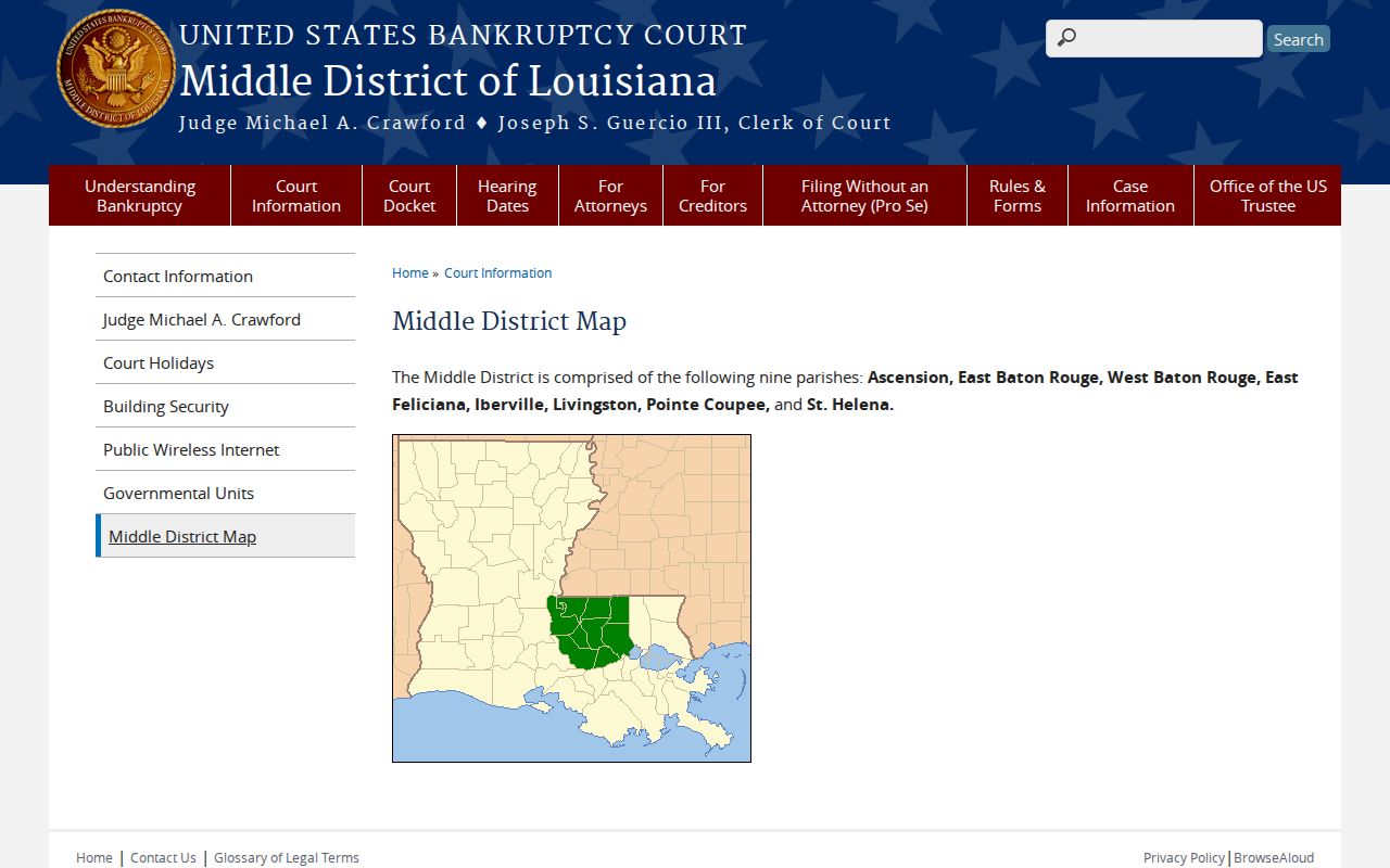 Norwood court docket Middle District of Louisiana Bankruptcy map