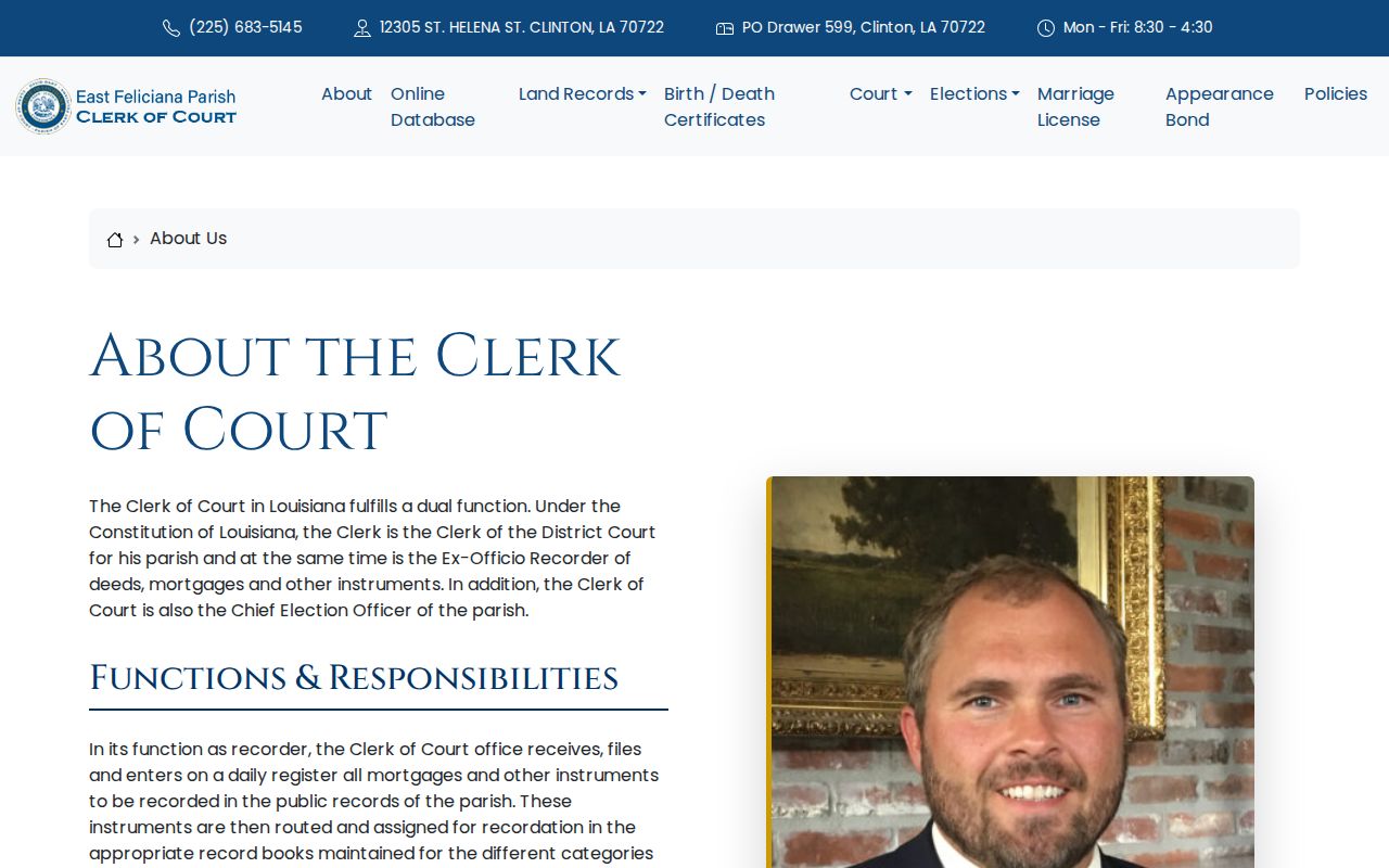 East Feliciana Parish court docket clerk information