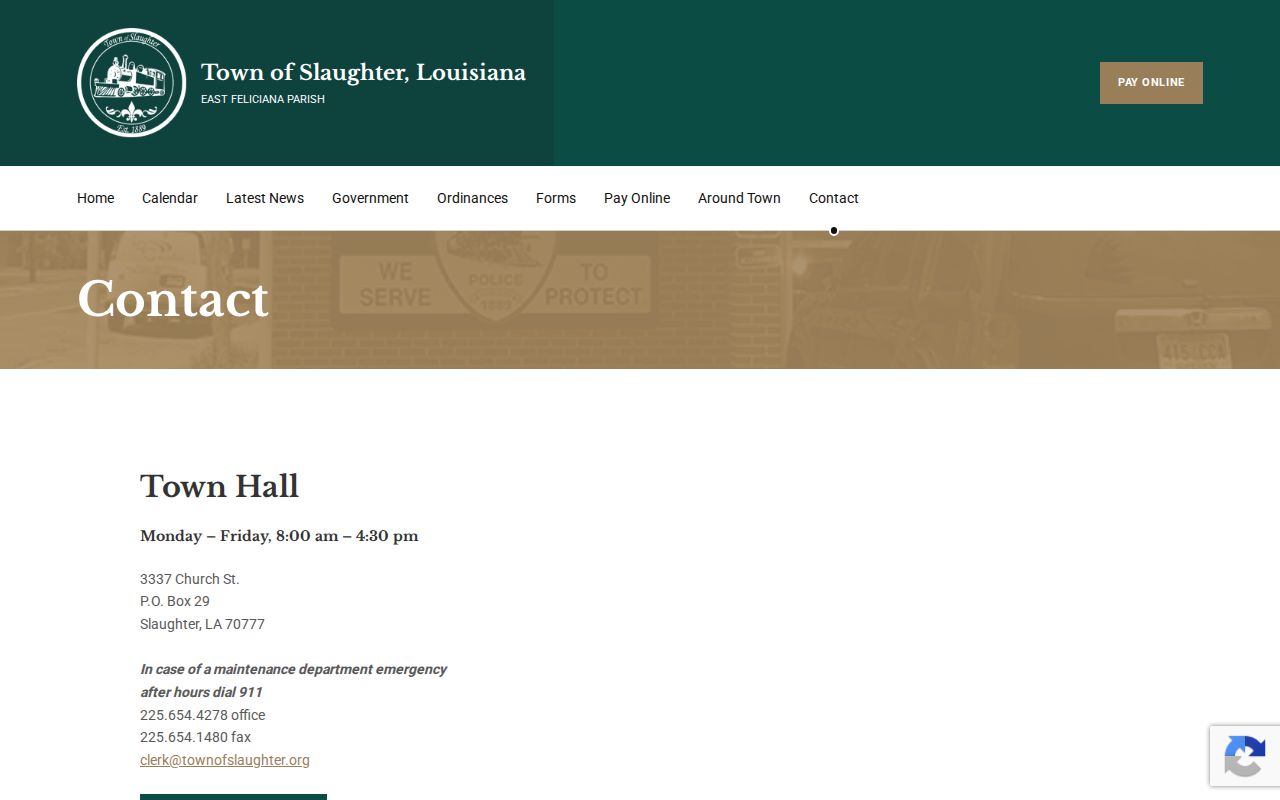 Slaughter court docket Town Hall contact and hours page